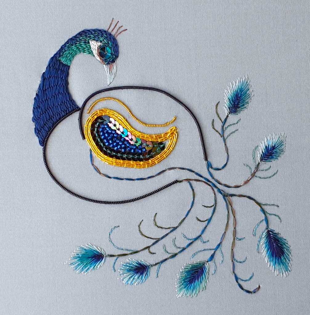 PEACOCK HAND EMBROIDERY KIT ONE STITCH MATTERS